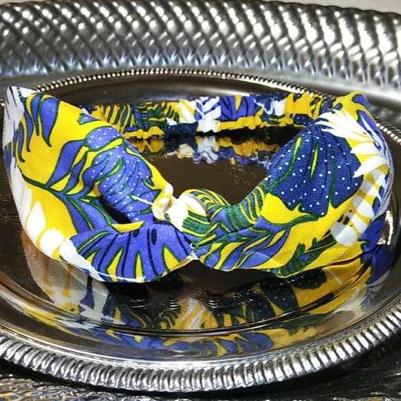 🌴NEW 2 PIECE SET PALM LEAVES HEAD WRAP&SCRUNCHIE - Picture 2 of 5